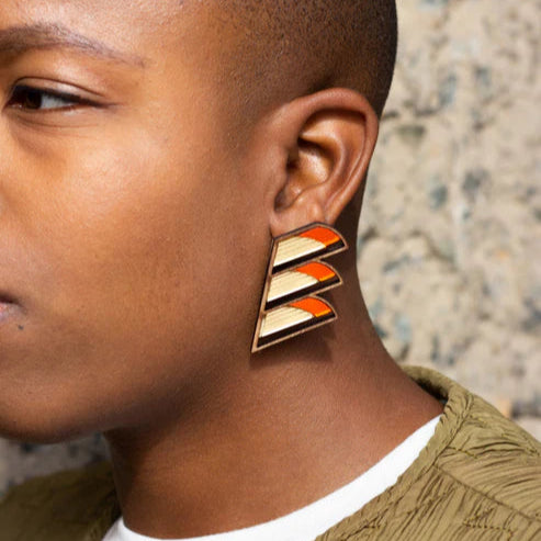 Chalk x Barbican serrated balcony earring orange