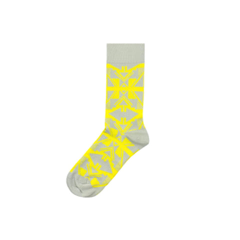 Grey & Yellow Shaka Socks Medium 5 - 8