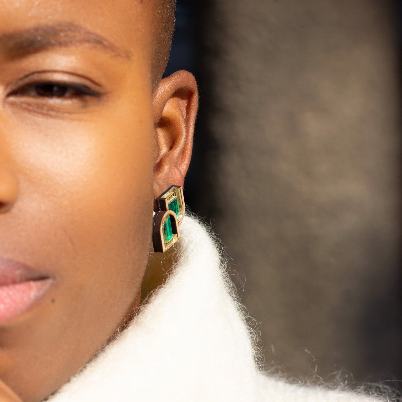 Chalk x Barbican double arch studs green