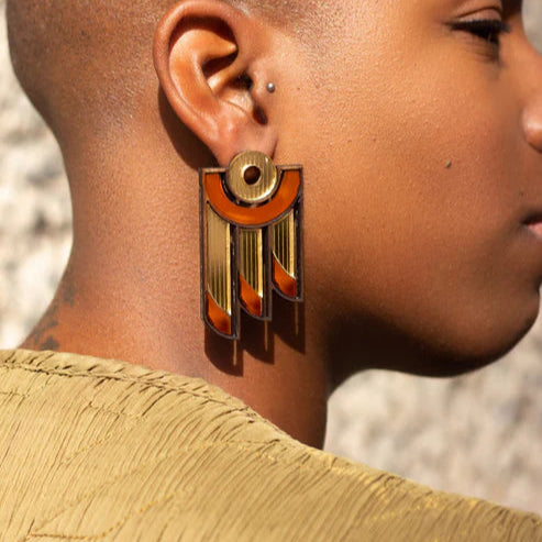 Chalk x Barbican balcony statement earrings orange