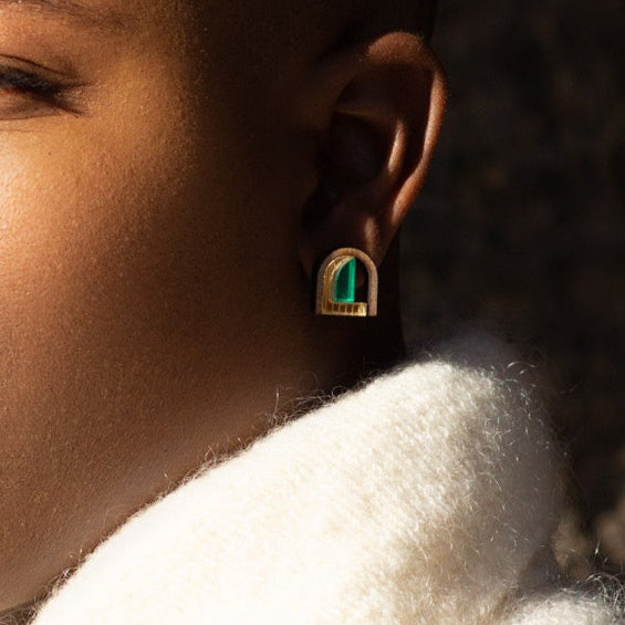 Chalk x Barbican single arch studs green