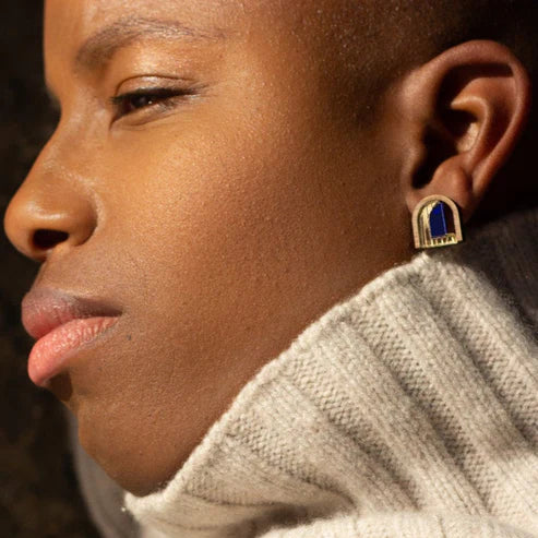 Chalk x Barbican single arch studs navy