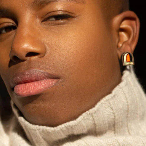 Chalk x Barbican single arch studs orange