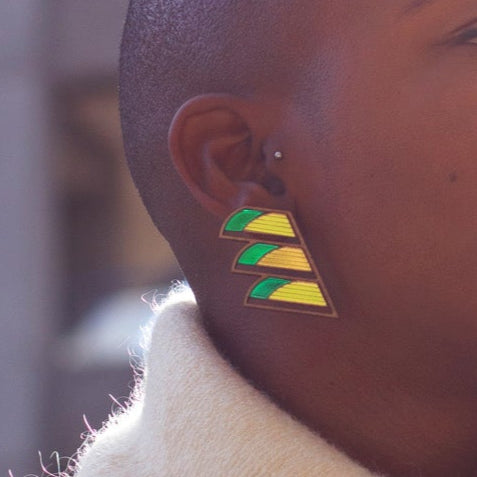 Chalk x Barbican serrated balcony earring green