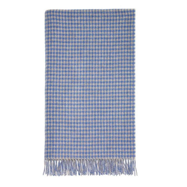 Houndstooth Blue/Natural Merino Wool Blanket