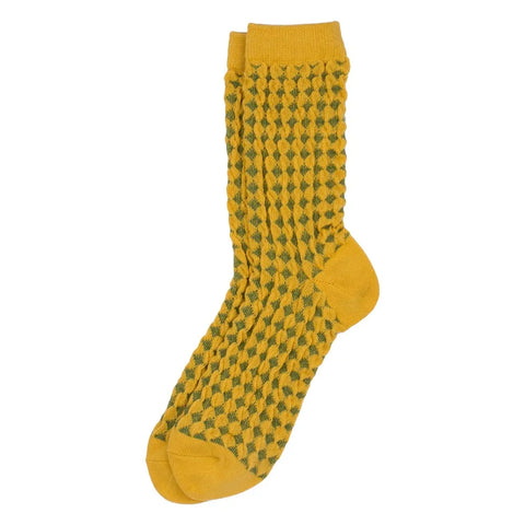 Textured Yellow Checker Socks