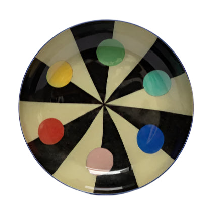 Small Black and White Benson's Hexagon Pin Round Tray