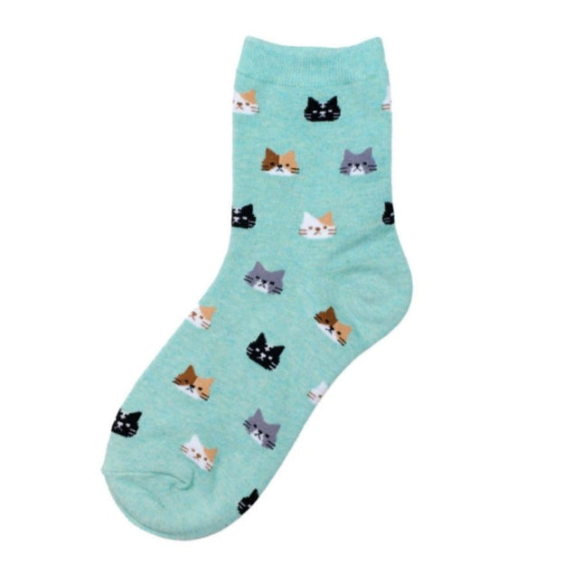 Socks Mint green ditsy cats