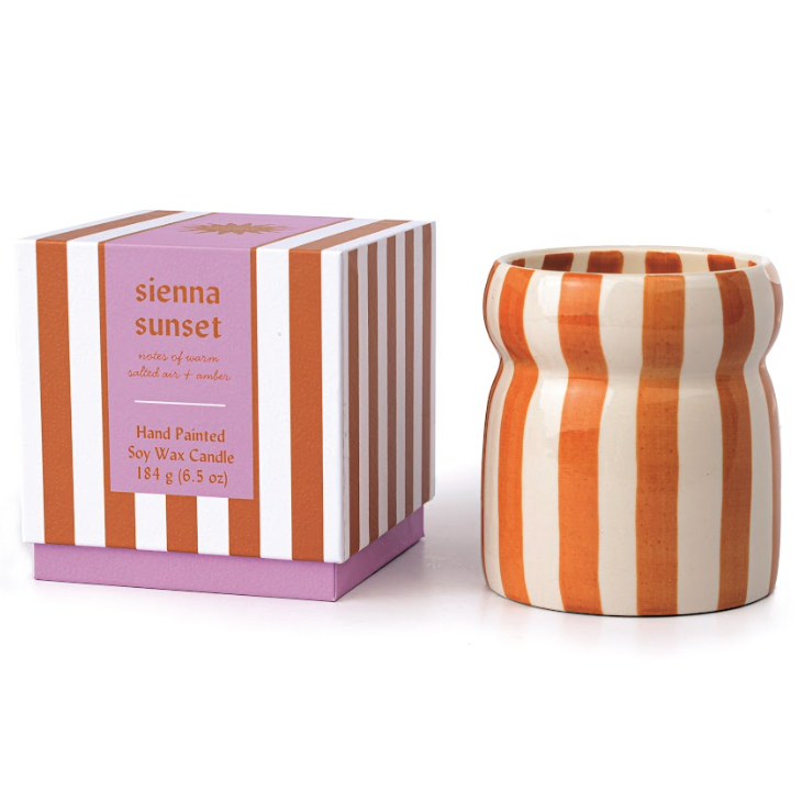 Cabana Rust Striped Sienna Sunset Candle