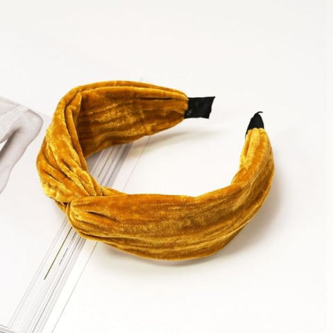 Mustard Yellow Velvet Twist Knot Headband