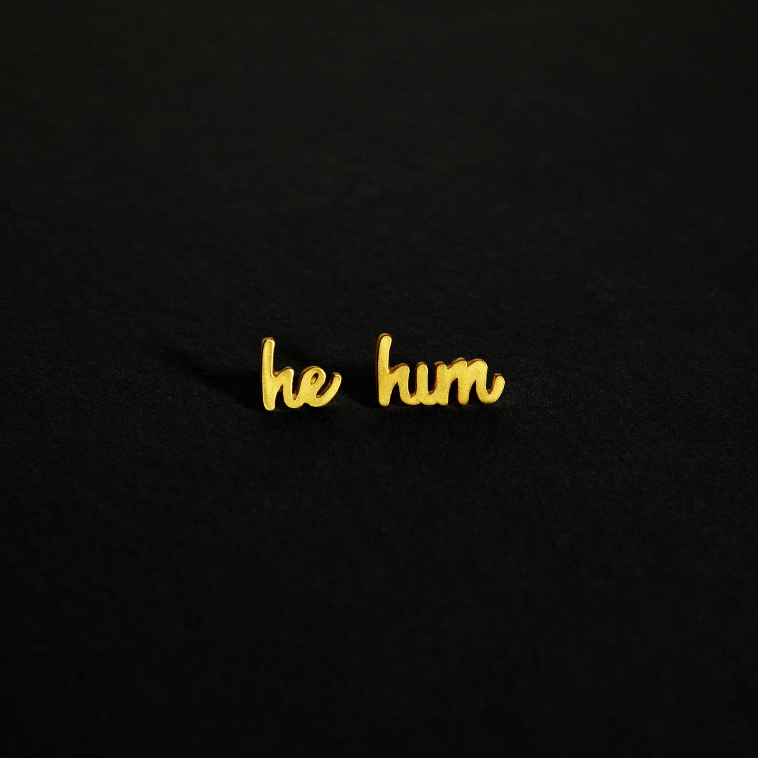 He/Him Pronoun Pins Matte Gold