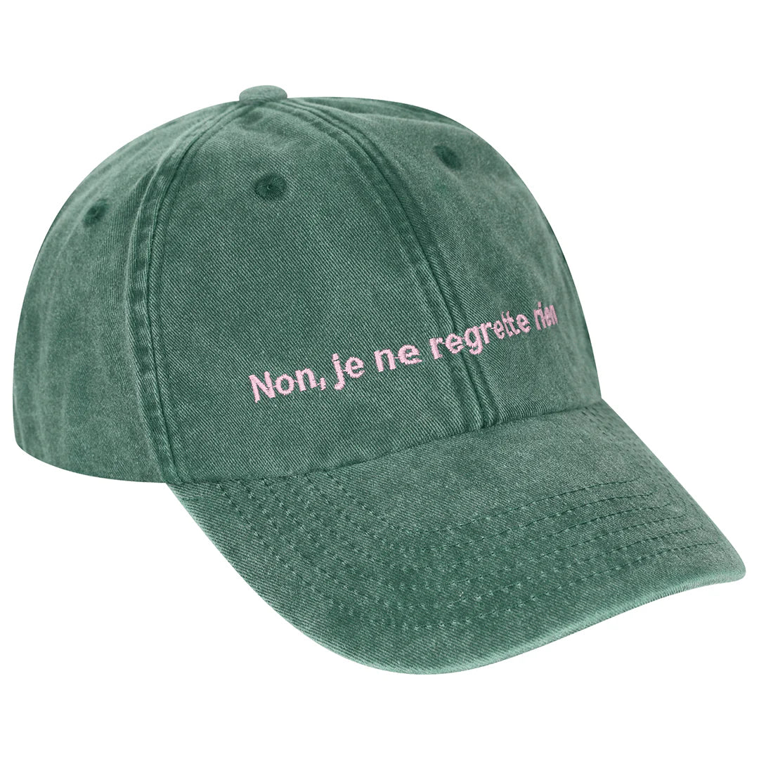 Non, Je Ne Regrette Rien Stonewash Green Baseball Cap