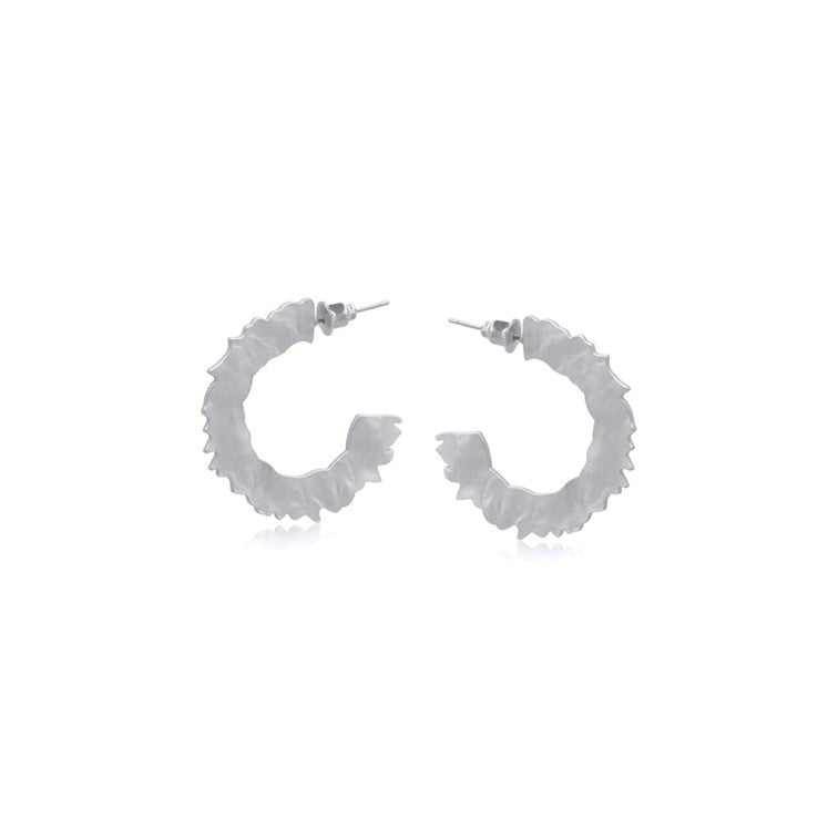 Gaya Rough Cut Matte Metal Earrings (Silver Colour)