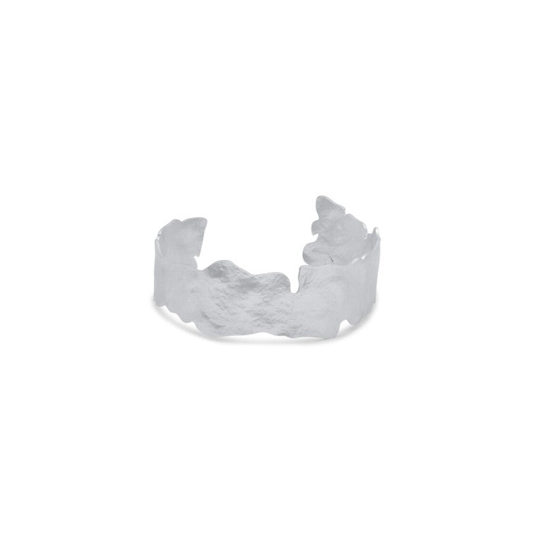 Christa Rough Cut Matte Metal Bracelet (Silver Colour)