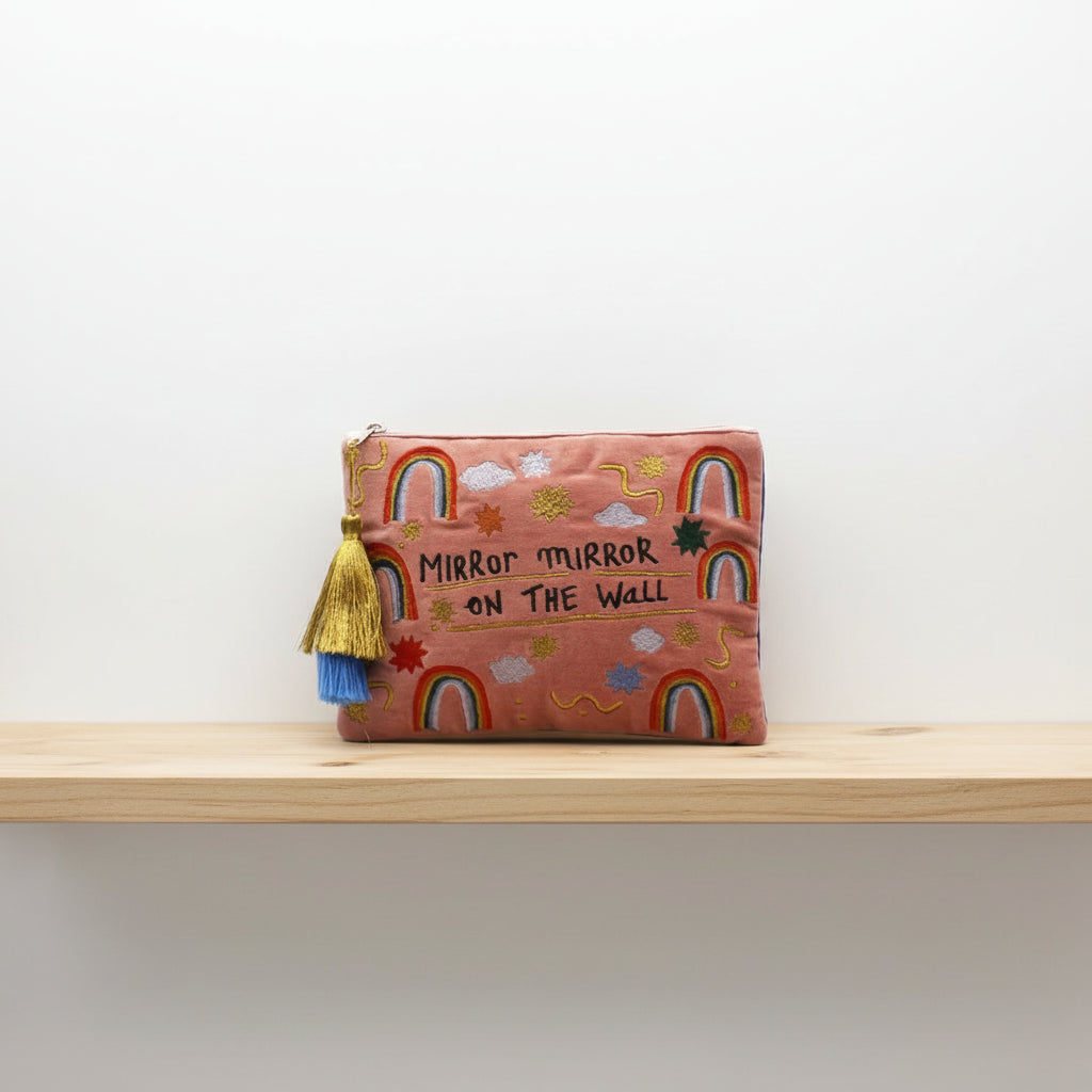 Mirror Mirror On The Wall Embroidered Clutch Bag