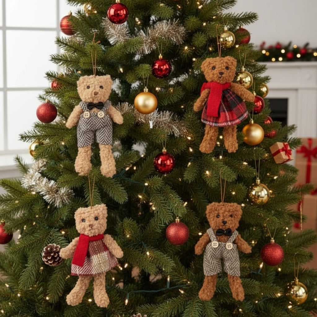Decoration dressed teddy (4 assorted)