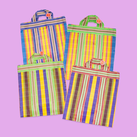 Gracie Recycled Nylon Striped Bag (Assorted Colours)