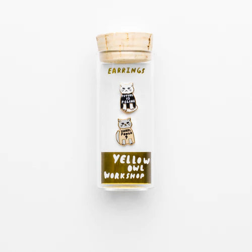 Cat Gurrrl Power Stud Earrings