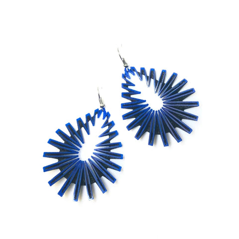 Serpent Blue 3D Printed Drop Earrings