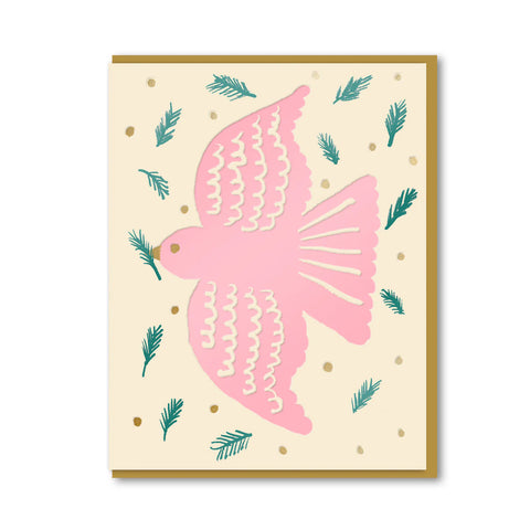 Joyful Pink Dove Christmas Card