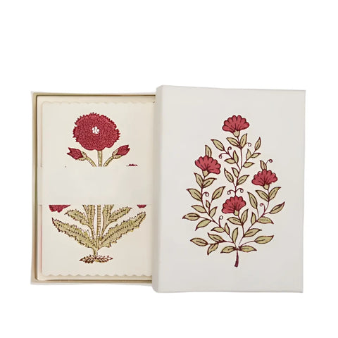 Malika Scarlet Boxed Notecard Set