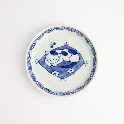 Neko Maruke Sleeping Cat on Pillow Plate 14cm