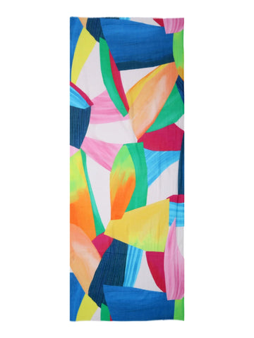 Bright Multicolour Painted Shapes Wool Scarf by Kapre