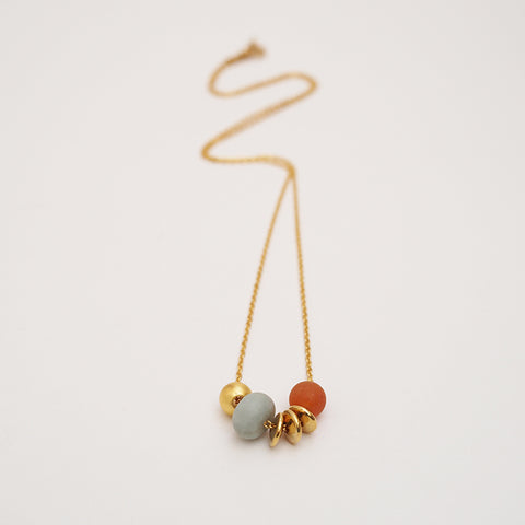 Abacus Orange Agate + Amazonite Short Necklace