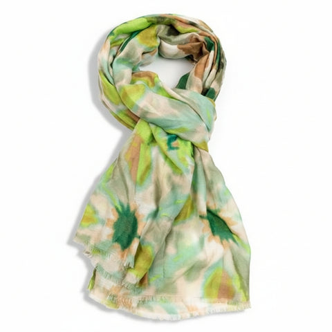 Tie Dye Green Floral Scarf