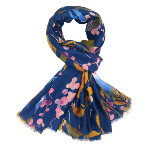 Autumn Leaves Navy Scarf