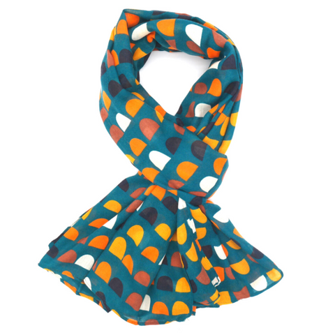 Scallops Repeat Blue Scarf