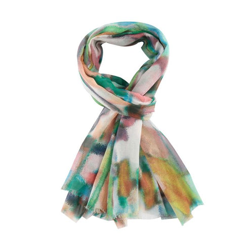 Painterly Squares Green Scarf