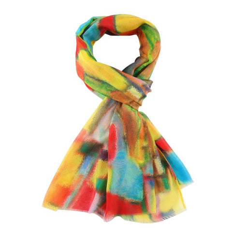 Painterly Squares Orange & Yellow Scarf