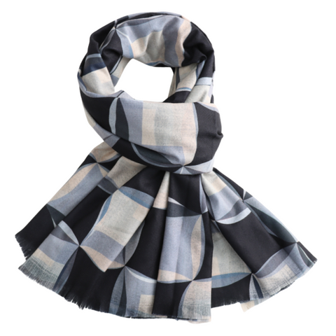 Geo Repeat Black & White Scarf