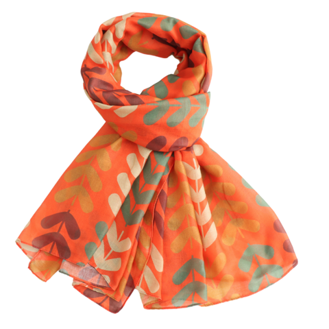 Leaf Stems Repeat Orange Scarf