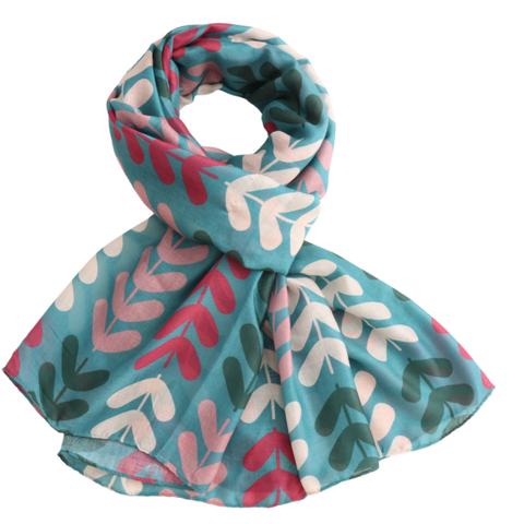 Leaf Stems Repeat Green Scarf