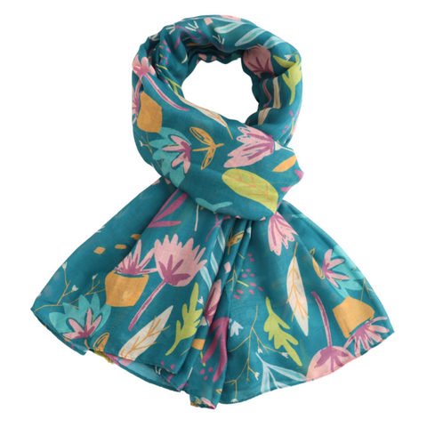 Fresh Foliage Teal Scarf