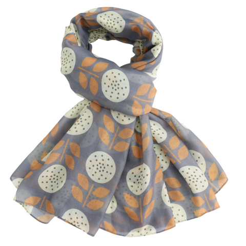 Retro Dandelions Grey Scarf