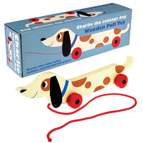 Charlie the sausage dog wooden pull toy sales