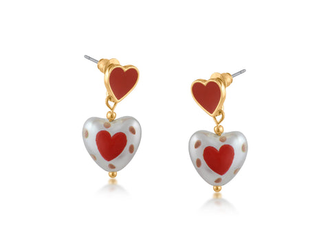 Vladislava Heart Red & Gold Earrings