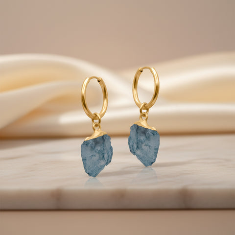 Beatrice Blue Stone Huggie Earrings