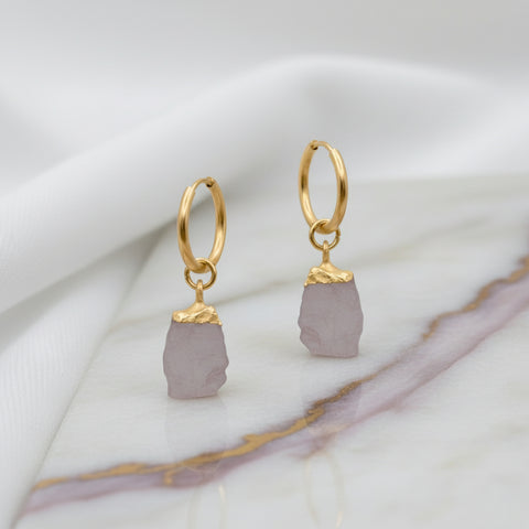 Beatrice Pink Stone Huggie Earrings