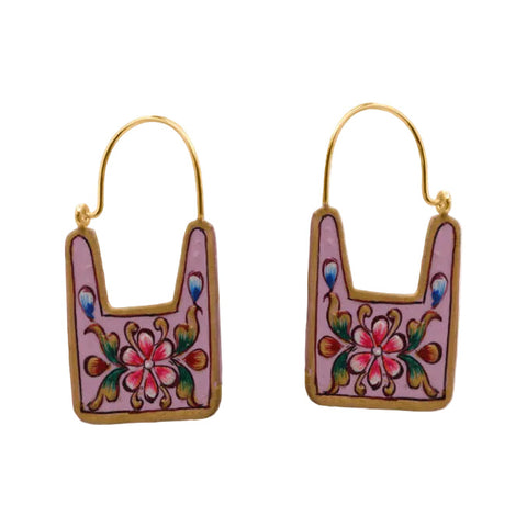 Vasanti Light Pink Hand Painted Enamel Earrrings