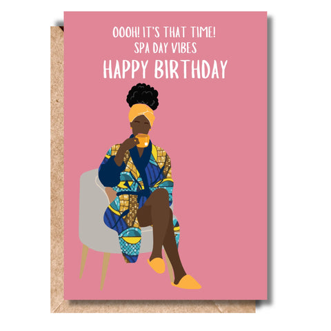 Spa Day Vibes Happy Birthday Greetings Card