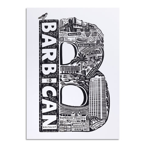 Barbican Letter B A4 Art Print by Lucy Loves This