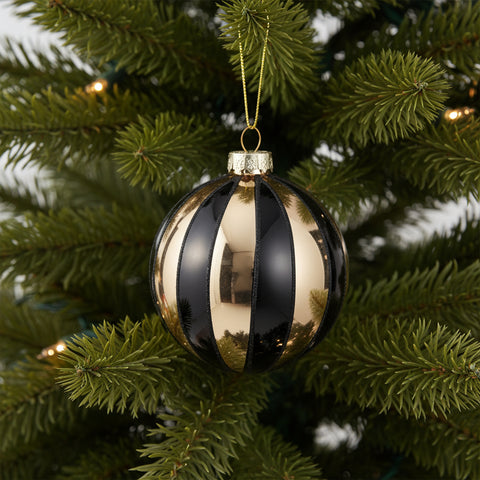 Black & Gold Stripe Bauble