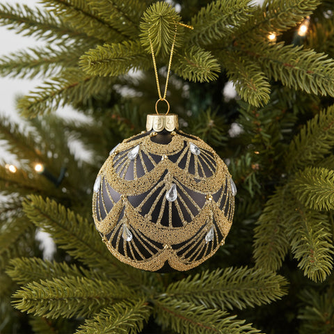 Black & Gold Glitter Bauble