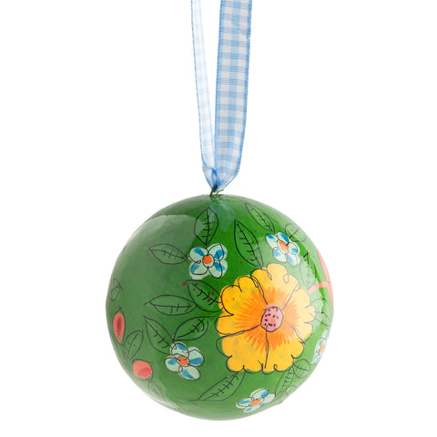 Green with Bright Flowers Bauble