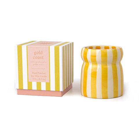 Cabana Ochre Striped Gold Coast Candle