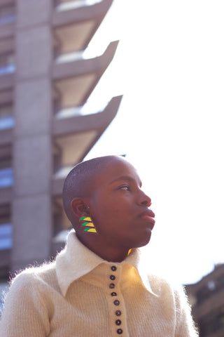 Chalk x Barbican serrated balcony earring green